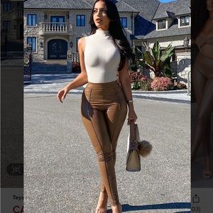 Fashion nova Teyana Leather Like Leggings -chocolate